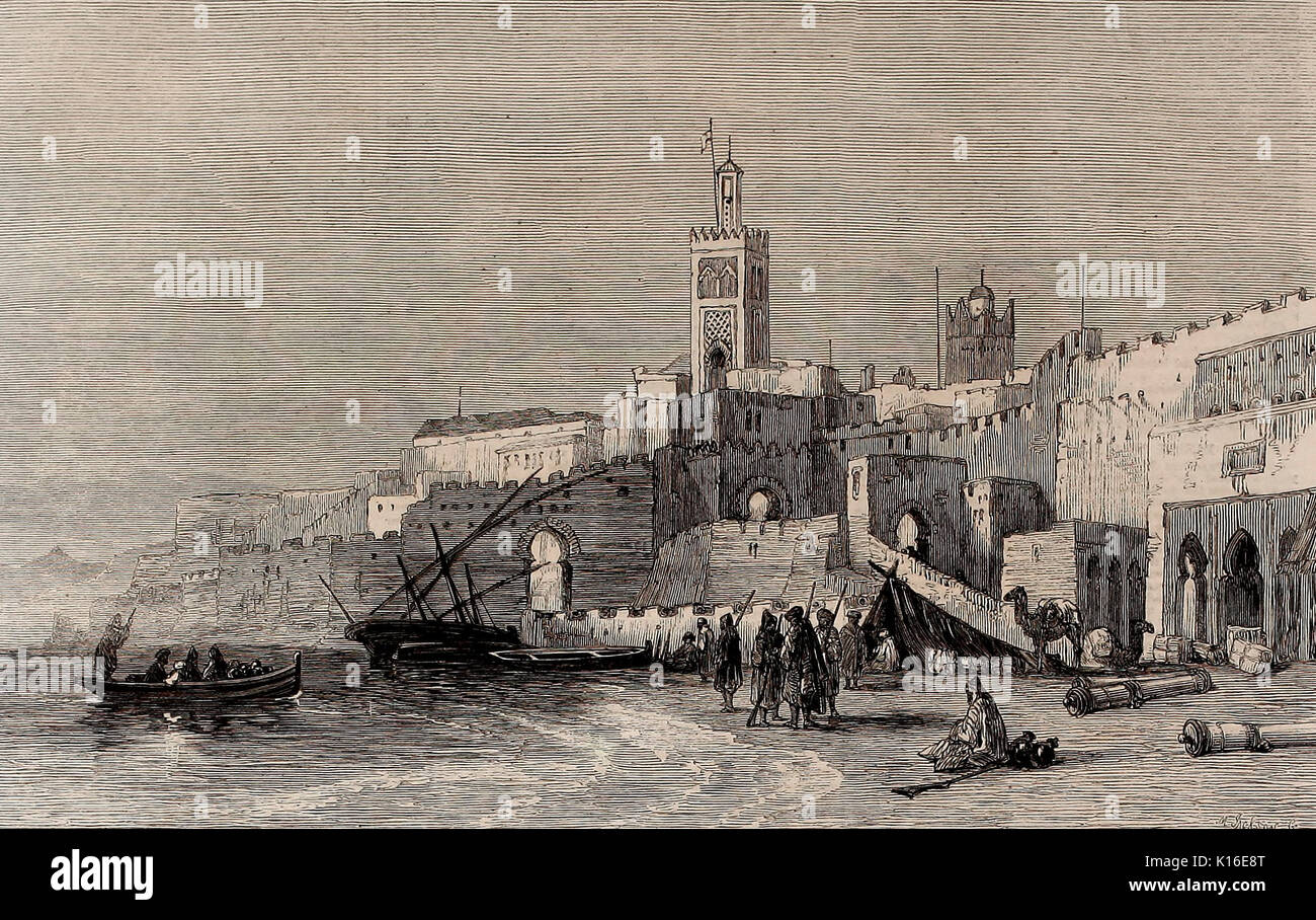 Port of Tangier, Morocco, circa 1860 Stock Photo