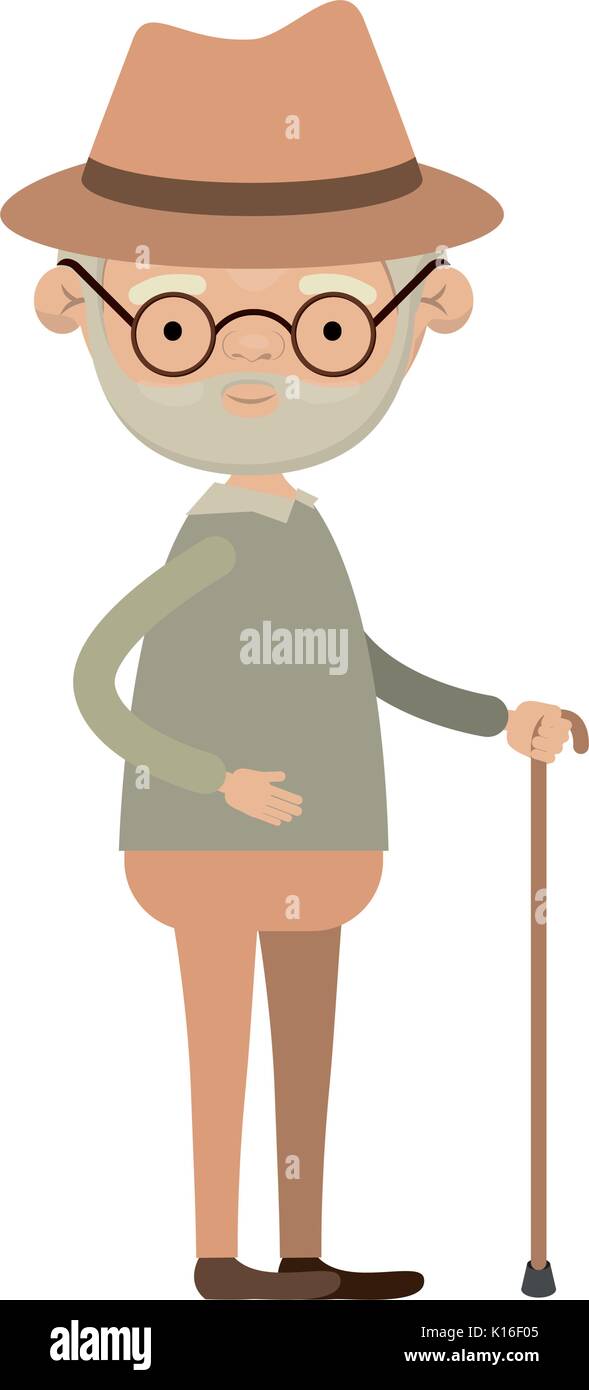 Old man hat walking stick Stock Vector Images - Alamy
