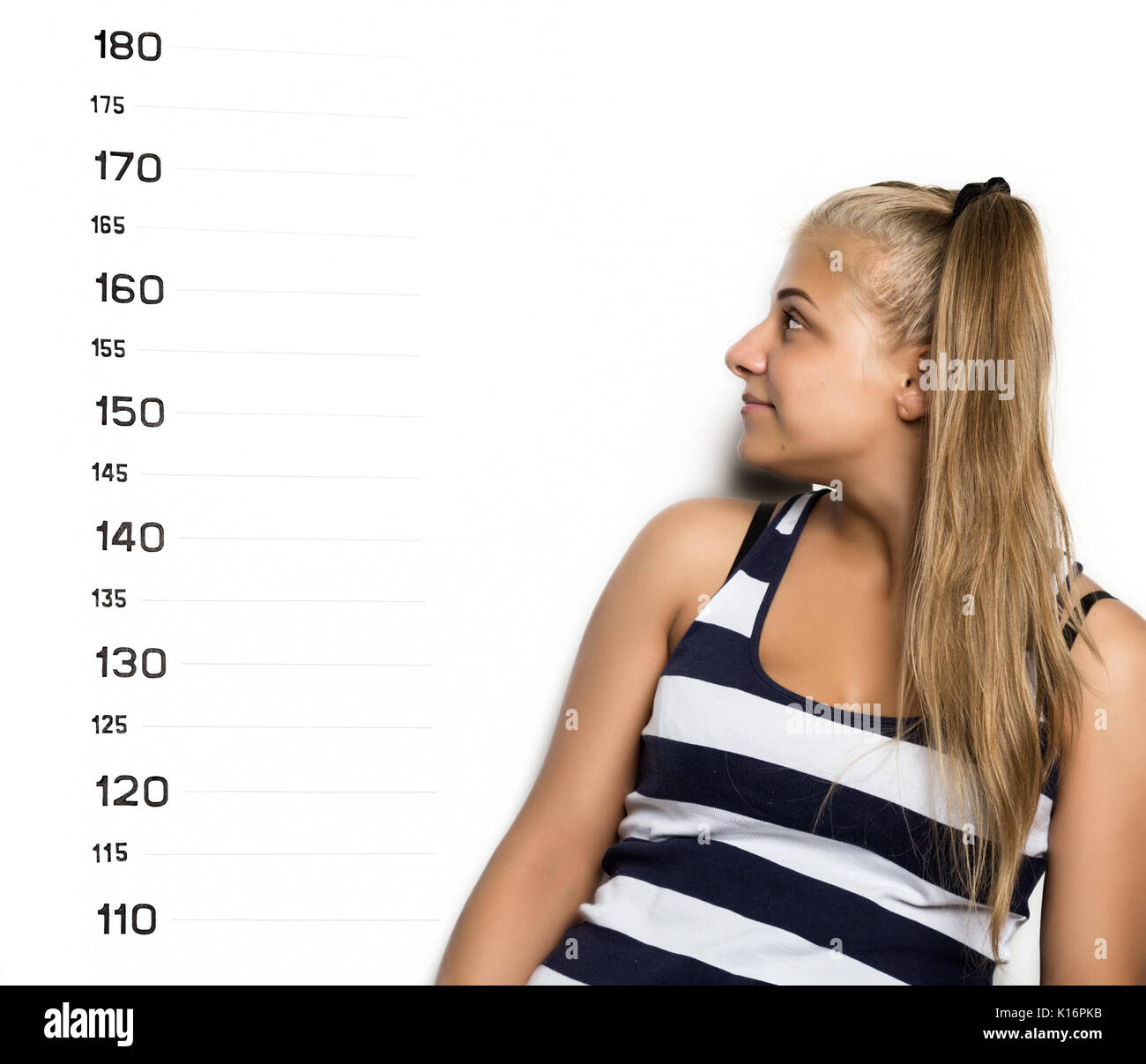 Young beautiful blonde woman Criminal Mug Shots Stock Photo - Alamy