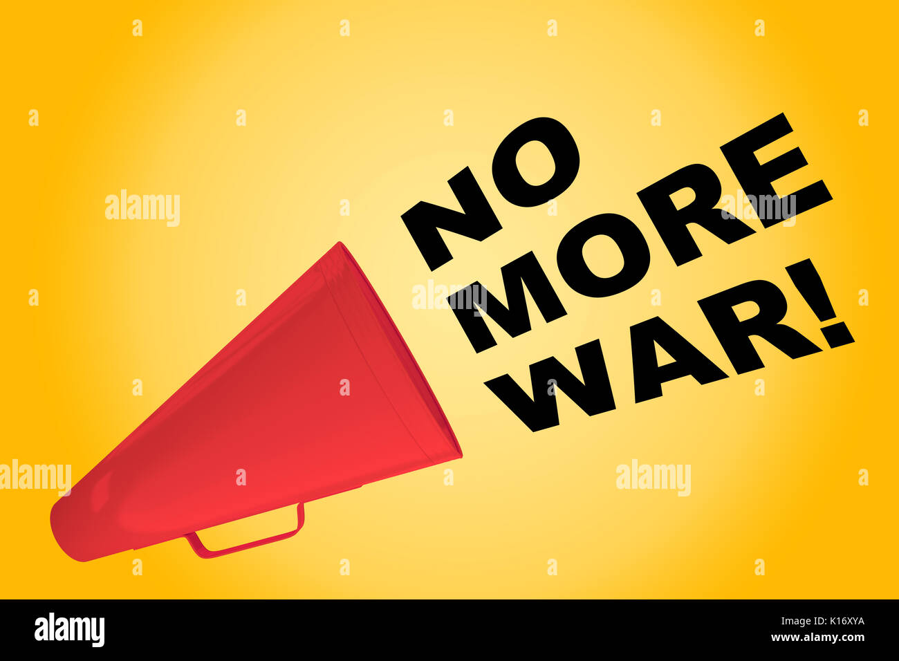 3d Illustration Of No More War Title Flowing From A Loudspeaker