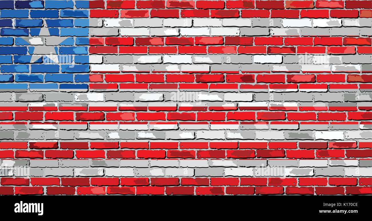 Flag of Liberia on a brick wall - Illustration, Liberia flag on brick ...