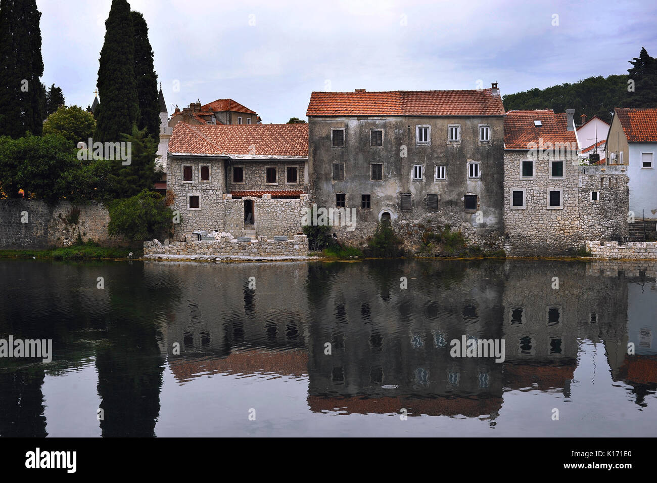 An old building on the Trebisnjica River. Stock Photo