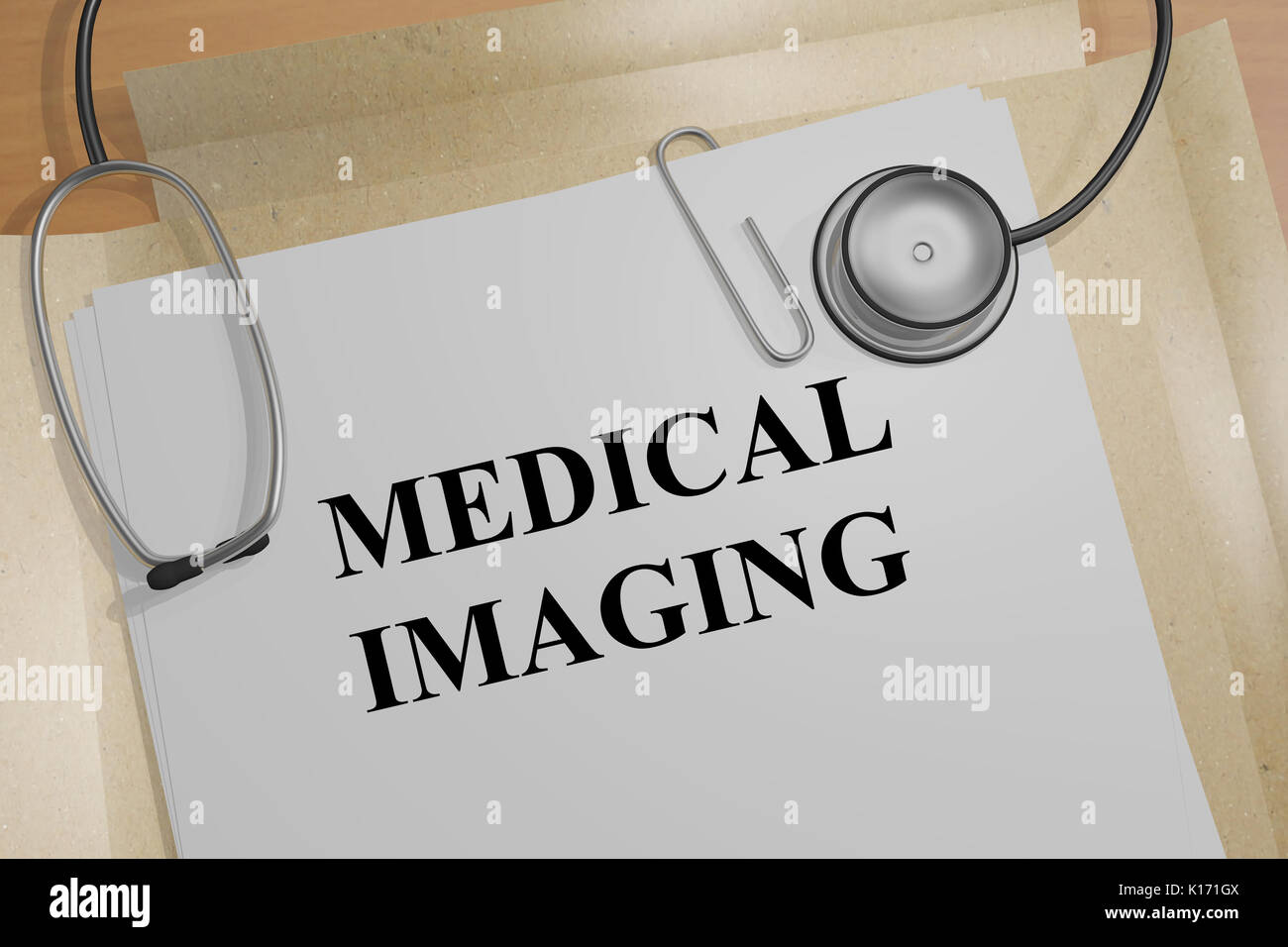 3D illustration of "MEDICAL IMAGING" title on a document Stock Photo