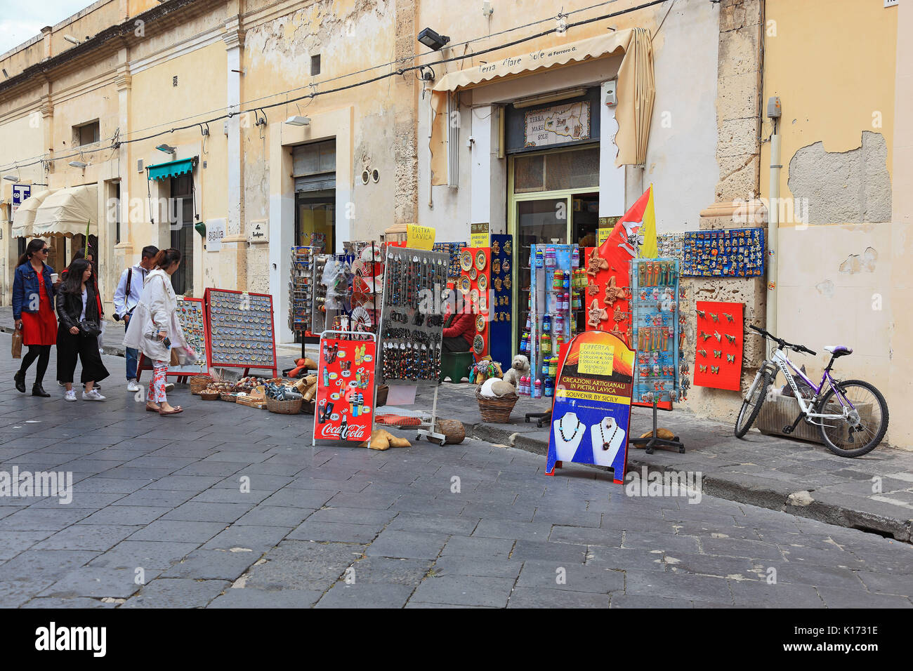 Sicily, souvenir shop in the old town of the late Baroque town of Noto