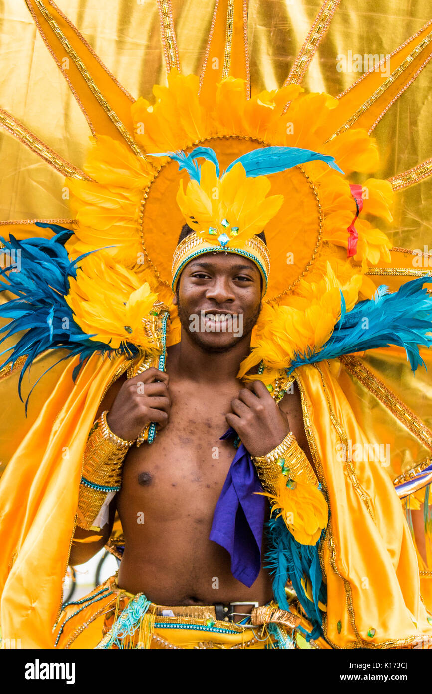 Nottingham Carnival August 2017, black male performer with bare torso