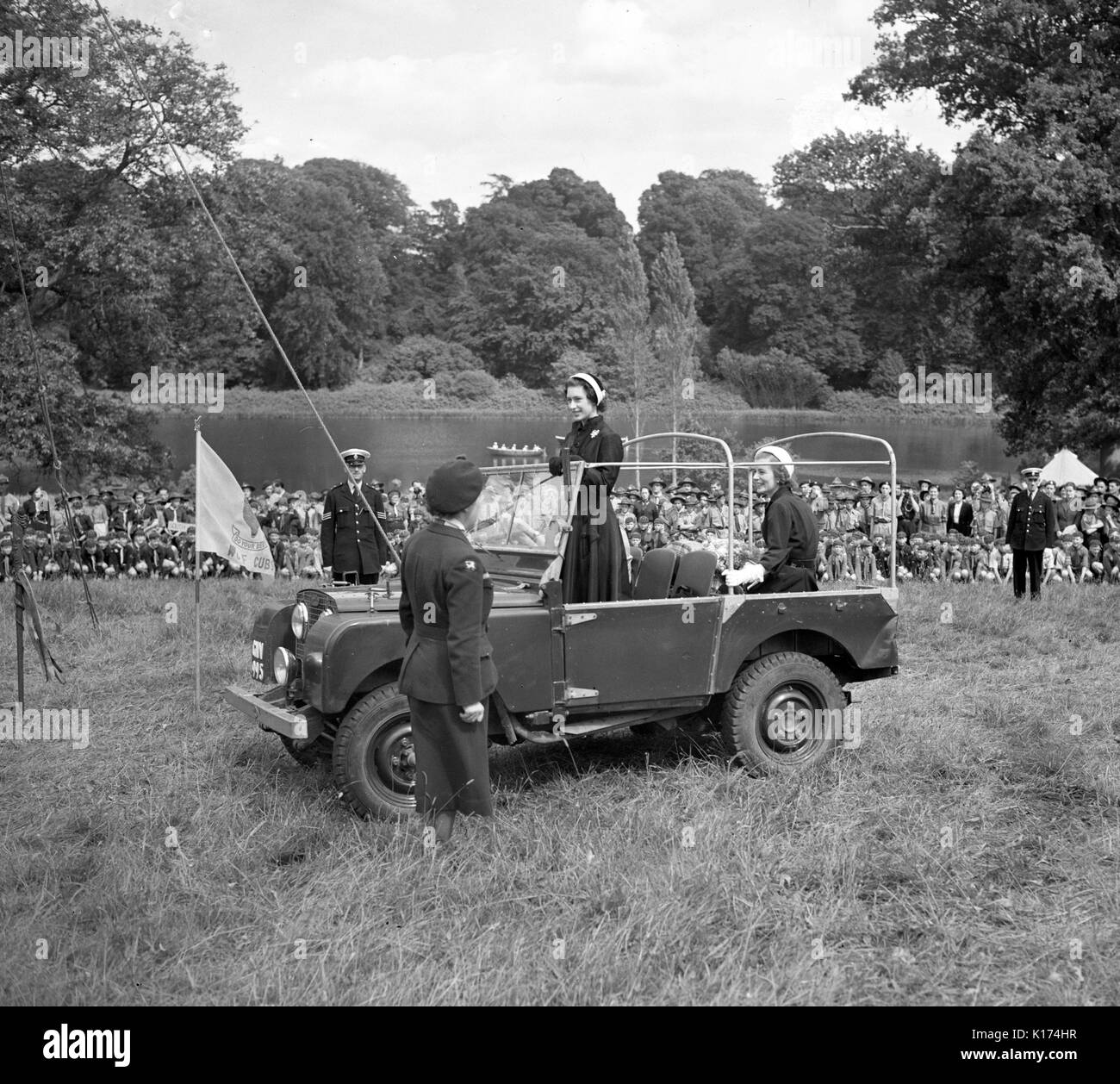 Princess Margaret using a Land Rover to tour the Scouts' and ...