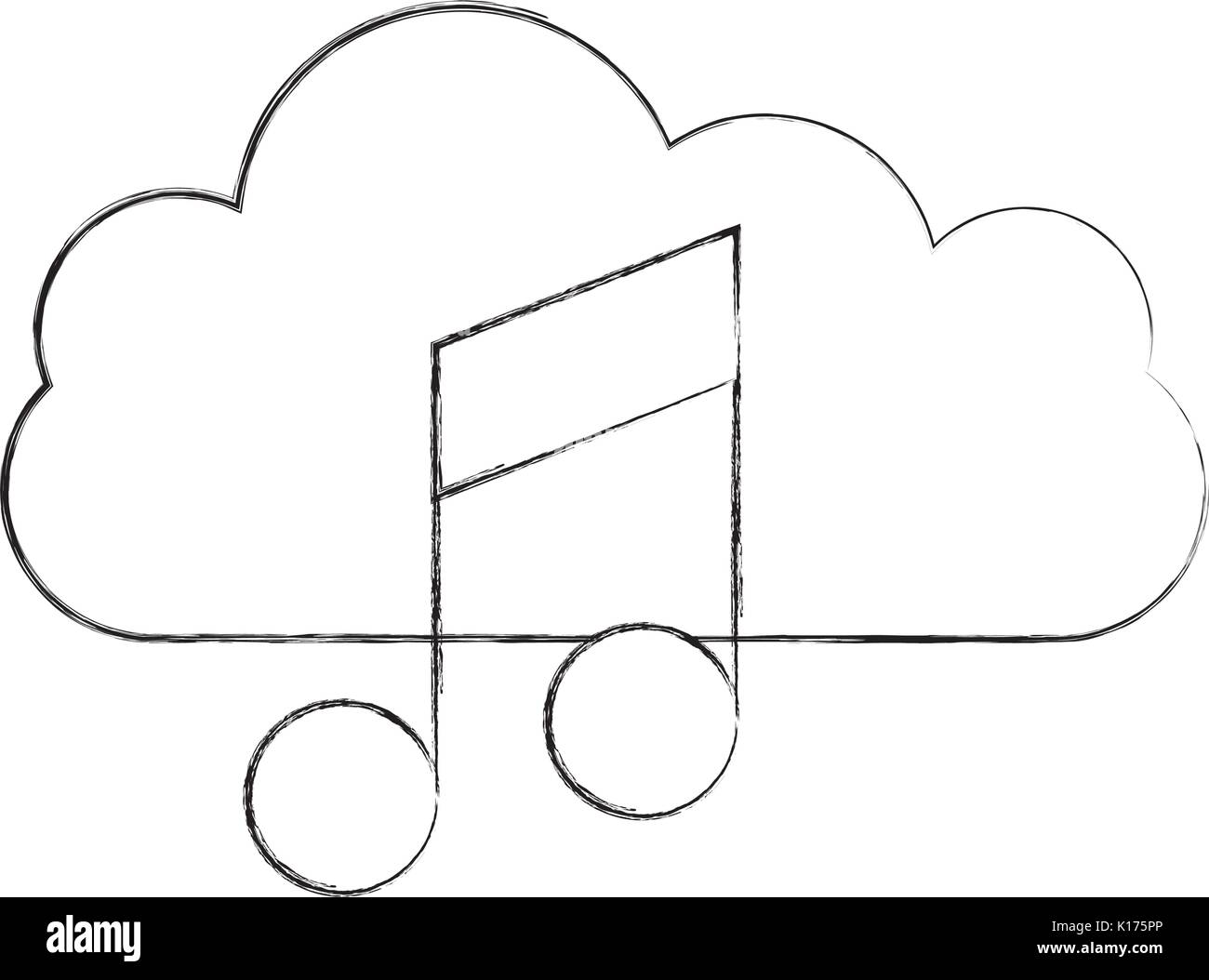 cloud computing with music note isolated icon Stock Vector Image & Art ...