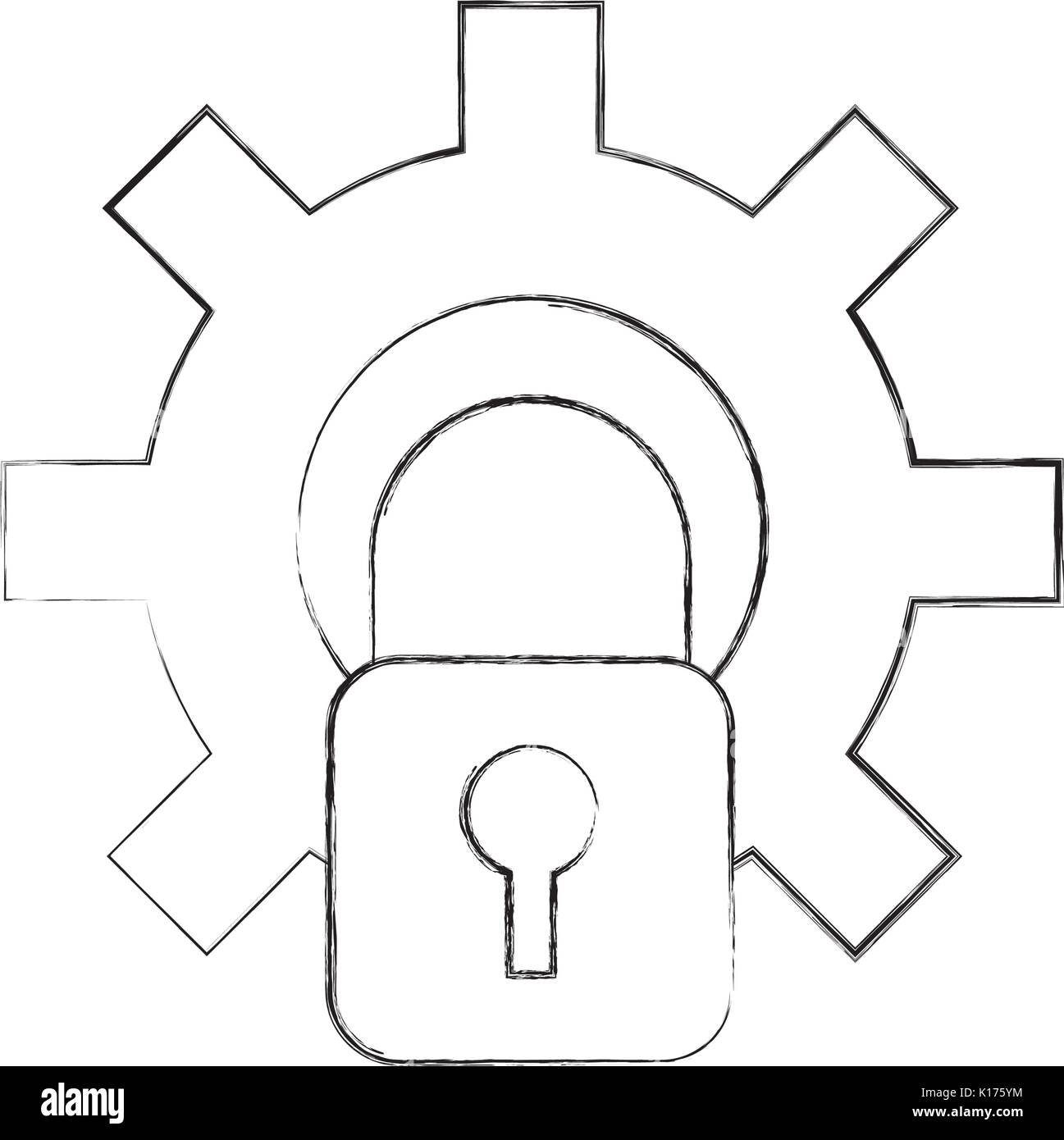 gear with safe padlock isolated icon Stock Vector Image & Art - Alamy