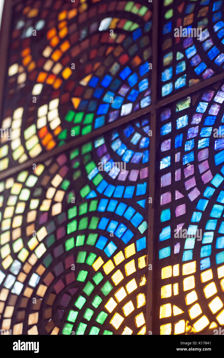 Colorful stained glass mosaic Stock Photo