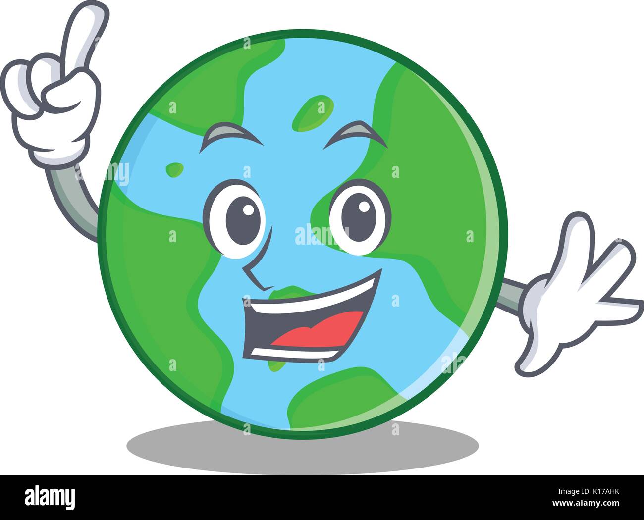 Finger world globe character cartoon Stock Vector