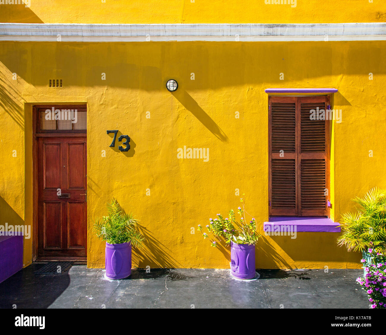 Colorful houses in the Malay Quarter of Cape Town, South Africa Stock Photo
