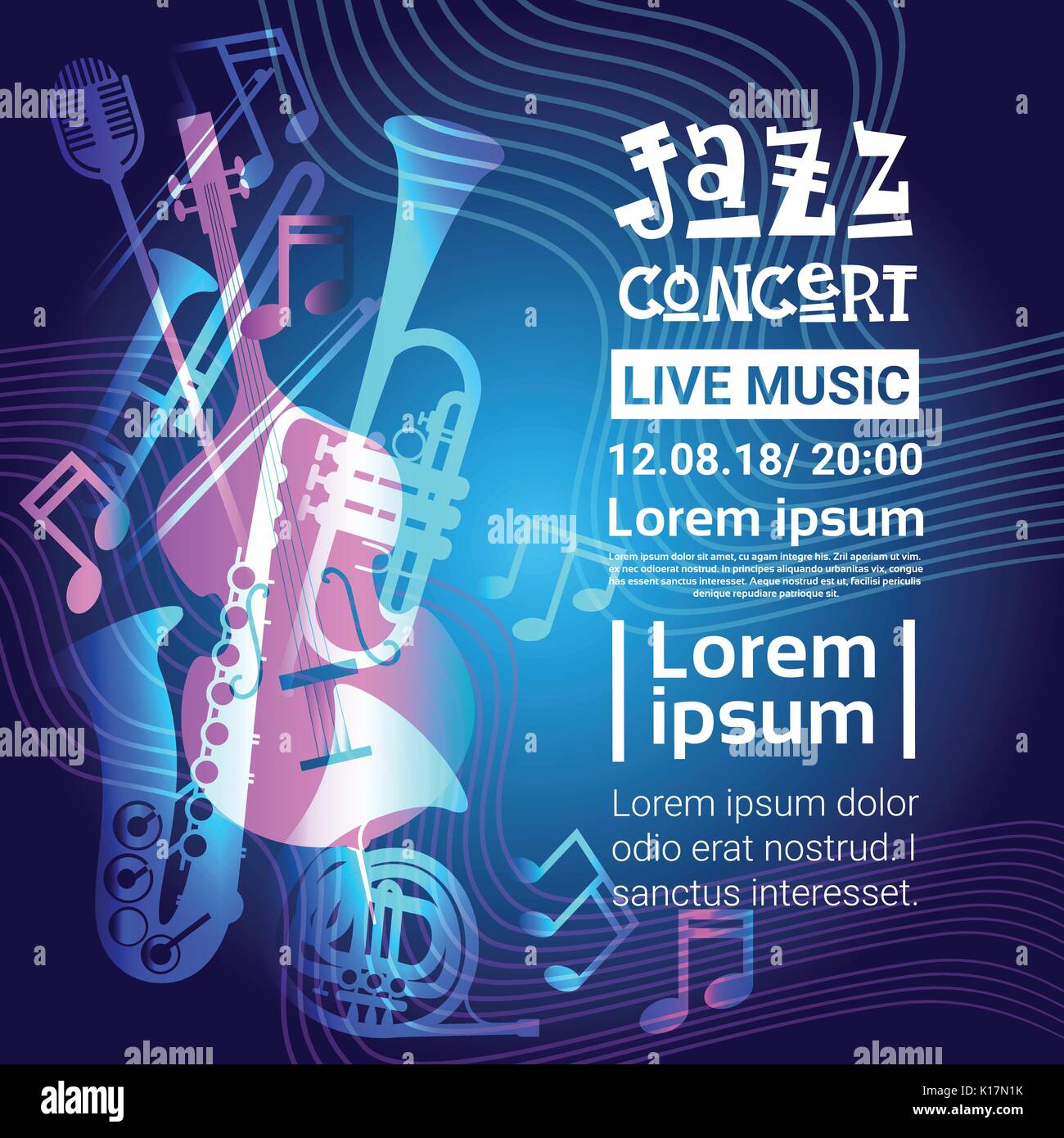 Jazz Festival Live Music Concert Poster Advertisement Banner Stock