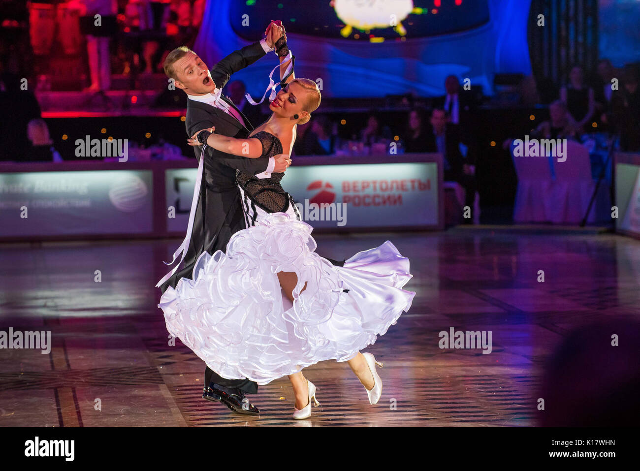 Moscow, Russia - Apr 26, 2015: Unidentified couple performs at the ballroom dance event at the 2015 Open European Professional Latin-American Champion Stock Photo