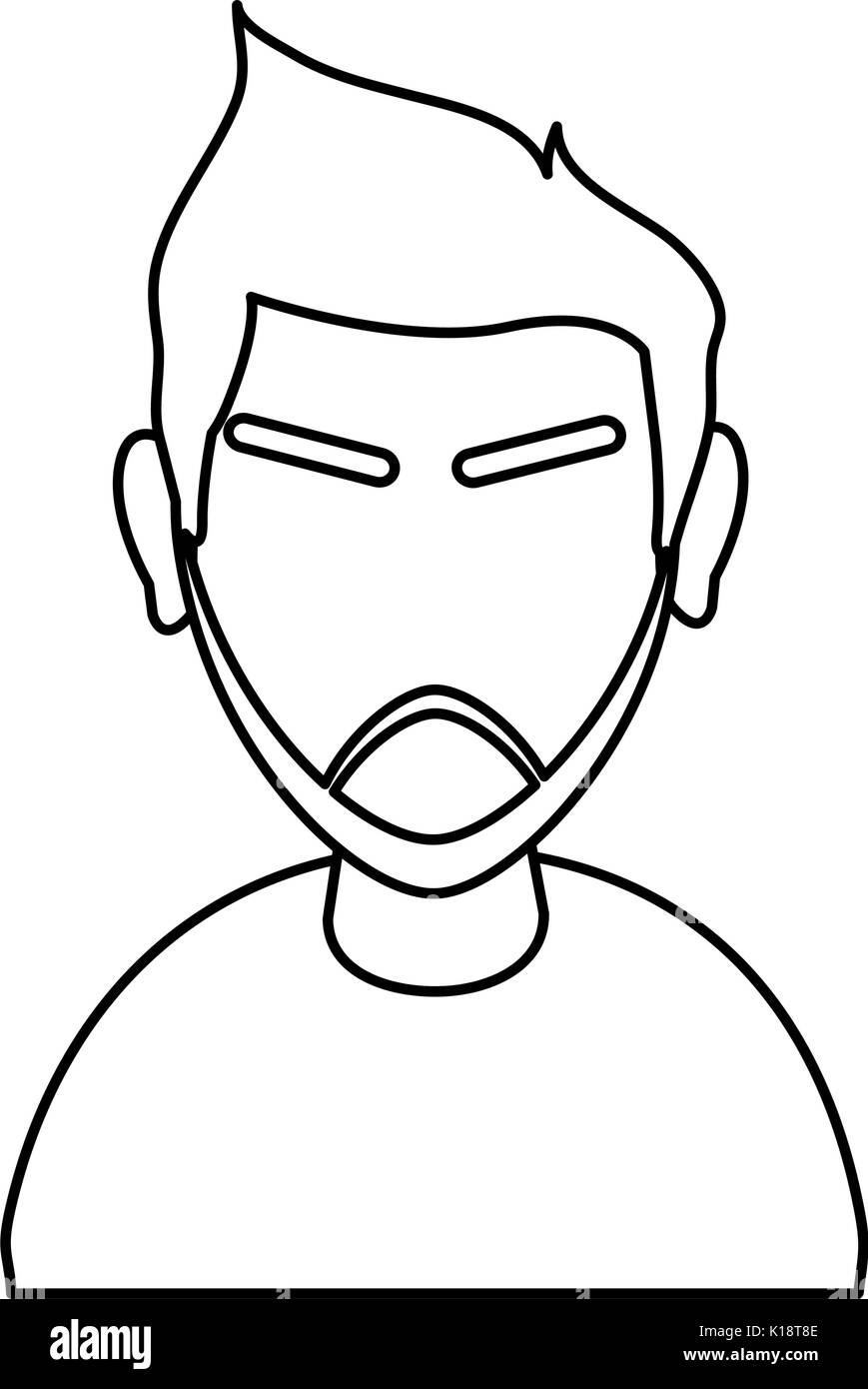 portrait of faceless man with strong eyebrows and full beard icon image ...