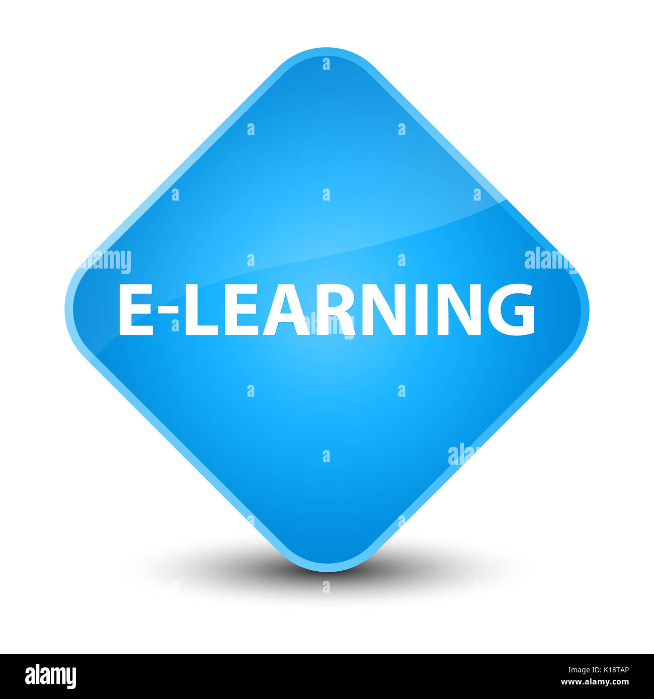E-learning isolated on elegant cyan blue diamond button abstract ...