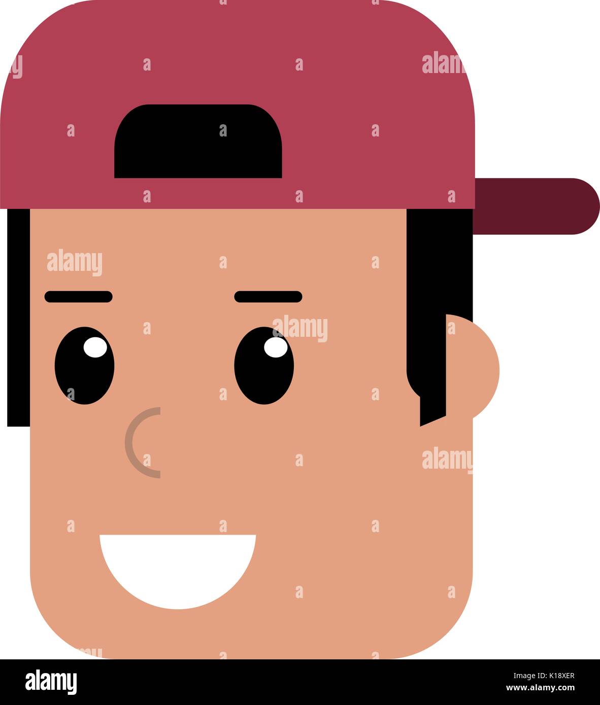 young man smiling wearing backwards hat icon image vector illustration