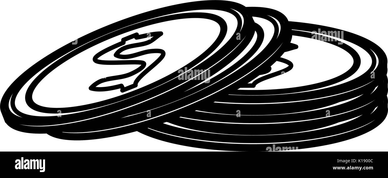 dollar coins icon image vector illustration design black line Stock ...