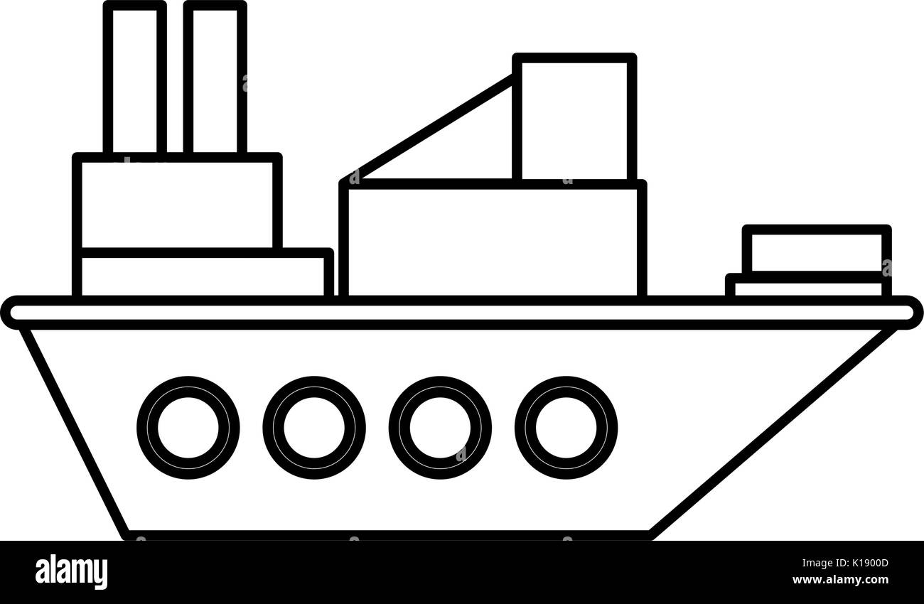 cargo ship icon image vector illustration design black line Stock ...