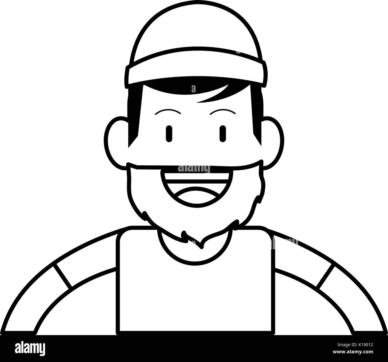 happy smiling man with full beard and mustache icon image vector ...