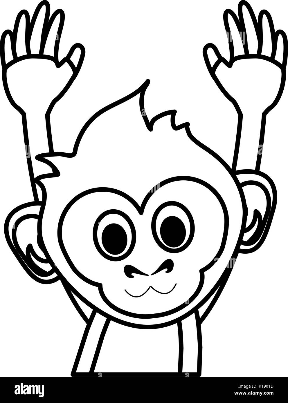 Cute Monkey Clip Art Black And White Vector Black Silhouette Design Of
