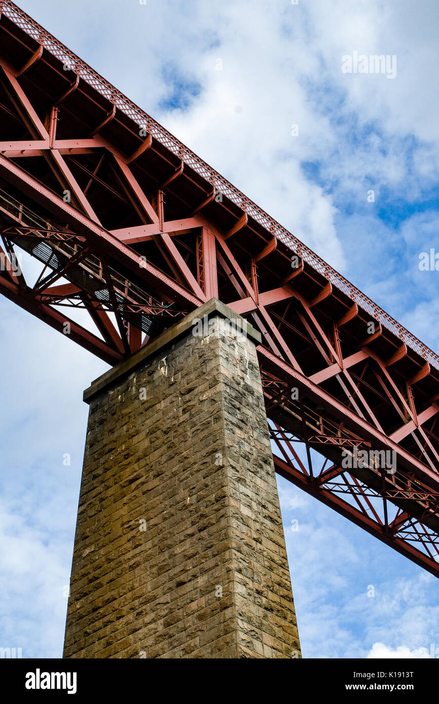 One of the pillars of the Forth Railway Bridge with its steel