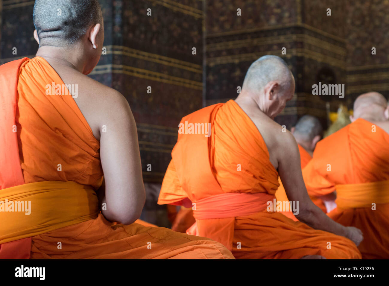 Buddhists praying, Bangkok (Thailand) Stock Photo