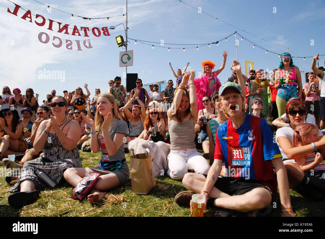 Northampton, UK. 25th August, 2017. The alternative festival famed for authentic music, crazy fancy dress and enthusiastic energy continues today under sunny skies on the Kelmarsh Estate. Credit: Wayne Farrell/Alamy Live News Stock Photo