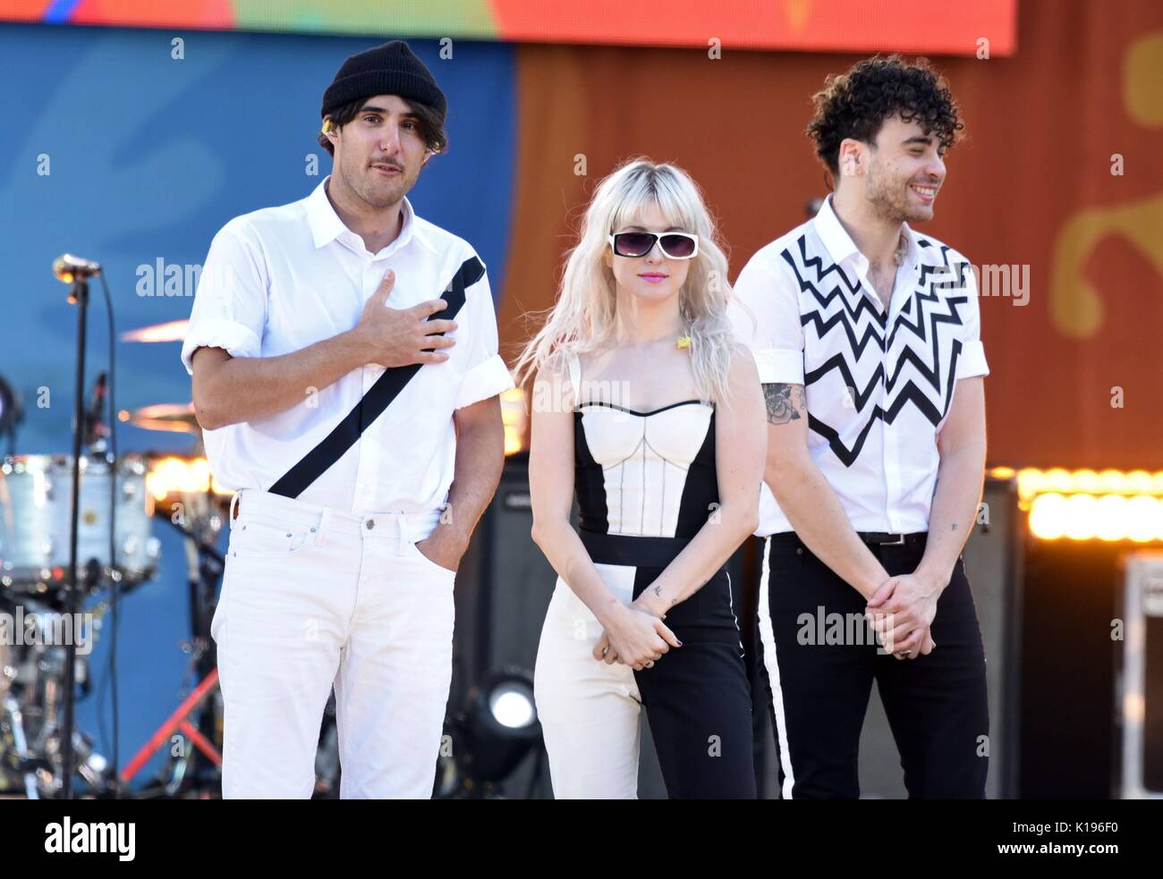 Zac Farro, Hayley Williams, Taylor York on stage for Good Morning ...