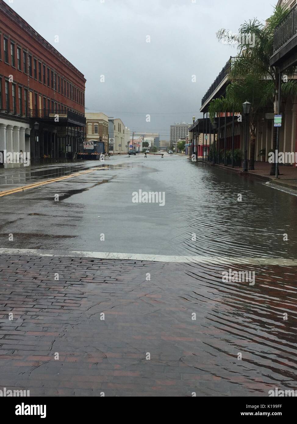 Galveston, Texas, USA. 25th Aug, 2017. A street is flooded in Galveston