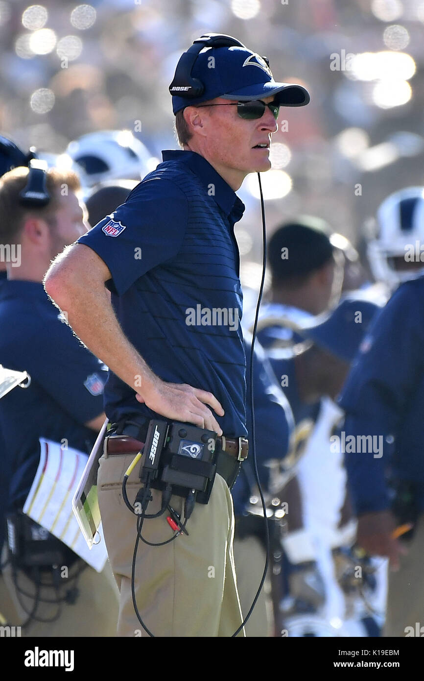 La Rams Sidelines Los Angeles, USA. 26th August, 2017.Los Angeles Rams Coach on the ...
