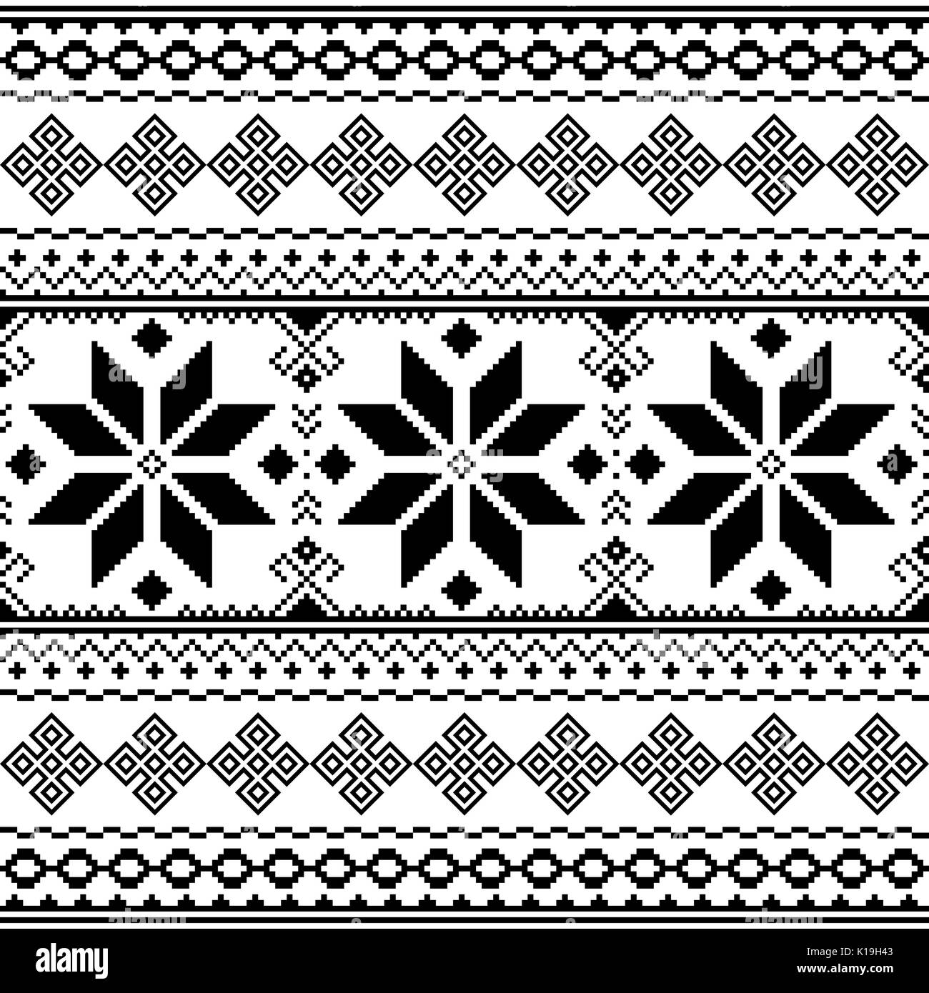 Traditional folk black embroidery pattern from Ukraine or Belarus - Vyshyvanka Stock Vector