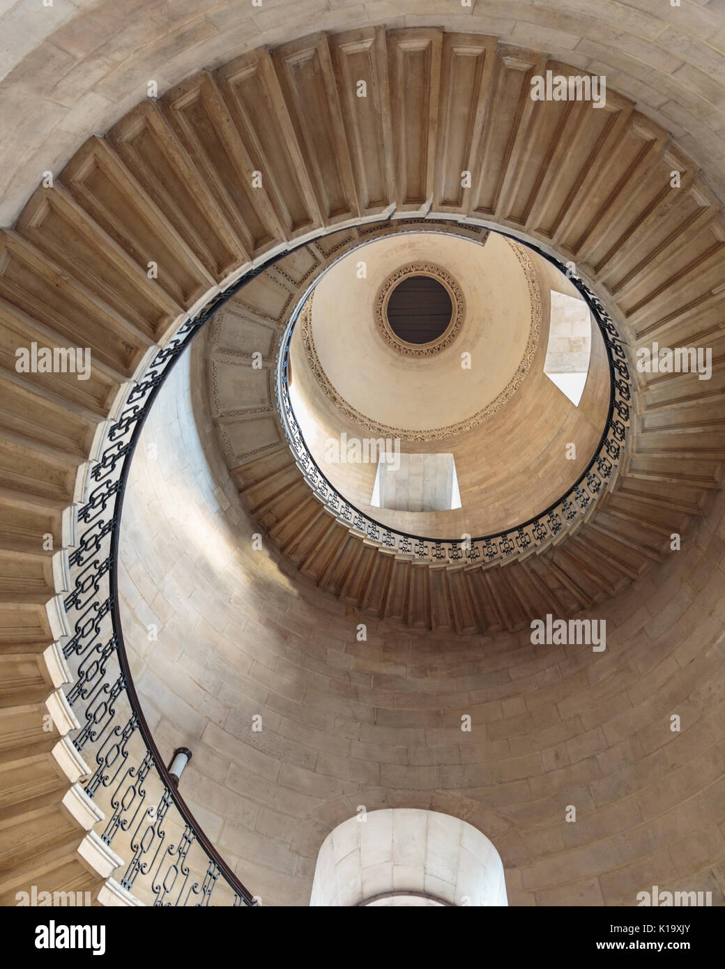 The Dean's Staircase, St Paul's Cathedral, spiral stairs made famous as the Divination Stairwell in scenes from the Harry Potter films, London UK Stock Photo