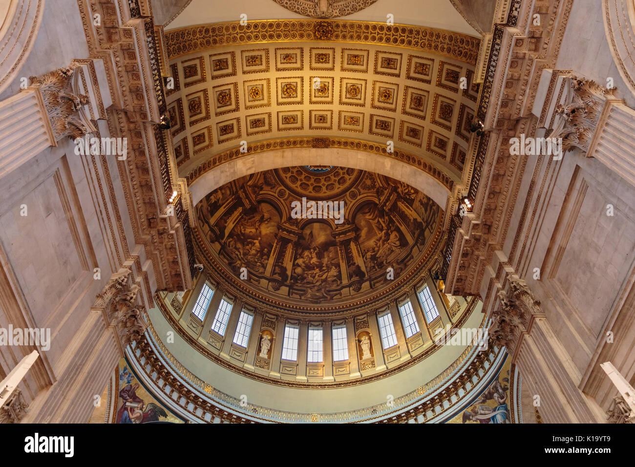 St Paul S Cathedral Interior View Up To The Painted Ceiling