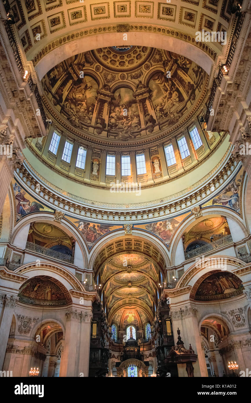St Paul S Cathedral Interior View Up To The Painted Ceiling