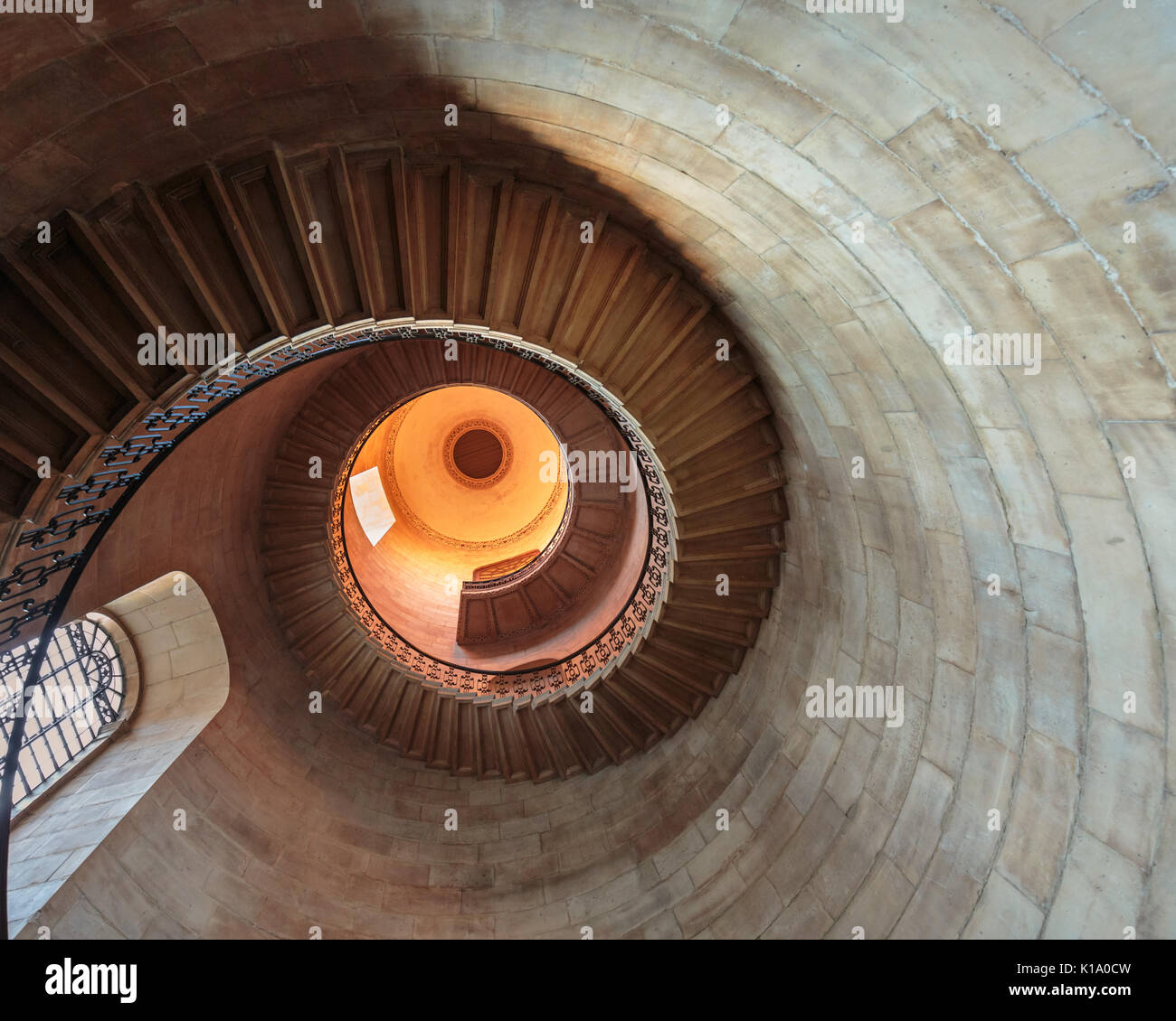 The Dean's Staircase, St Paul's Cathedral, spiral stairs made famous as the Divination Stairwell in scenes from the Harry Potter films, London UK Stock Photo