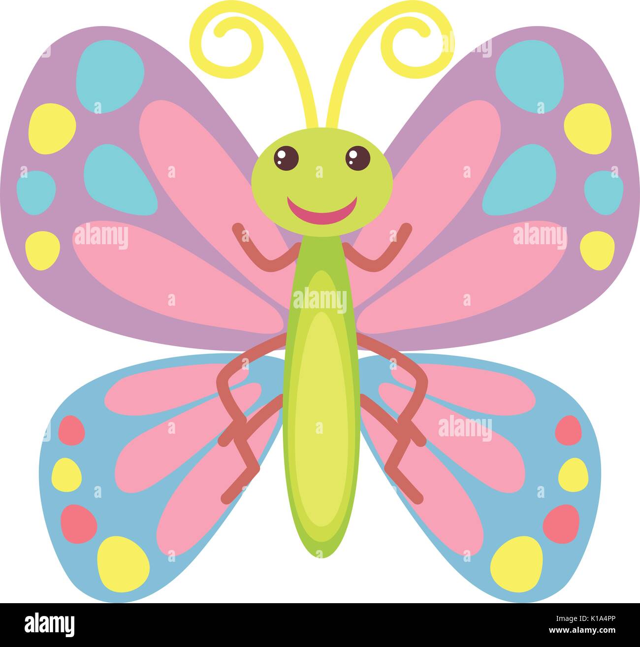 Colorful butterfly with happy face illustration Stock Vector Image ...