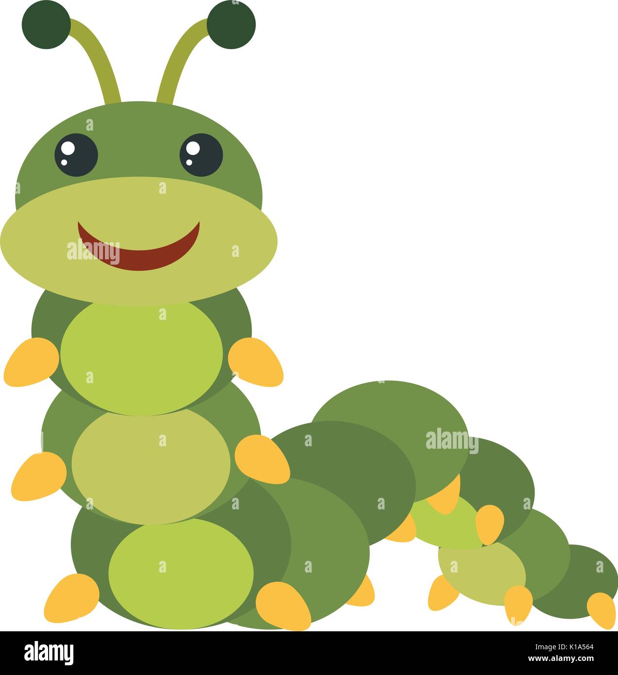 Green caterpillar with happy face illustration Stock Vector Image & Art