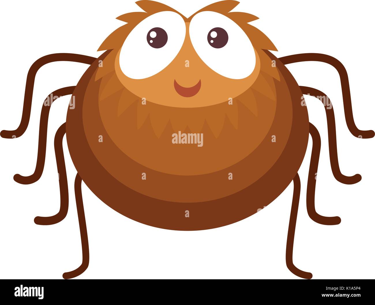 Brown spider on white background illustration Stock Vector