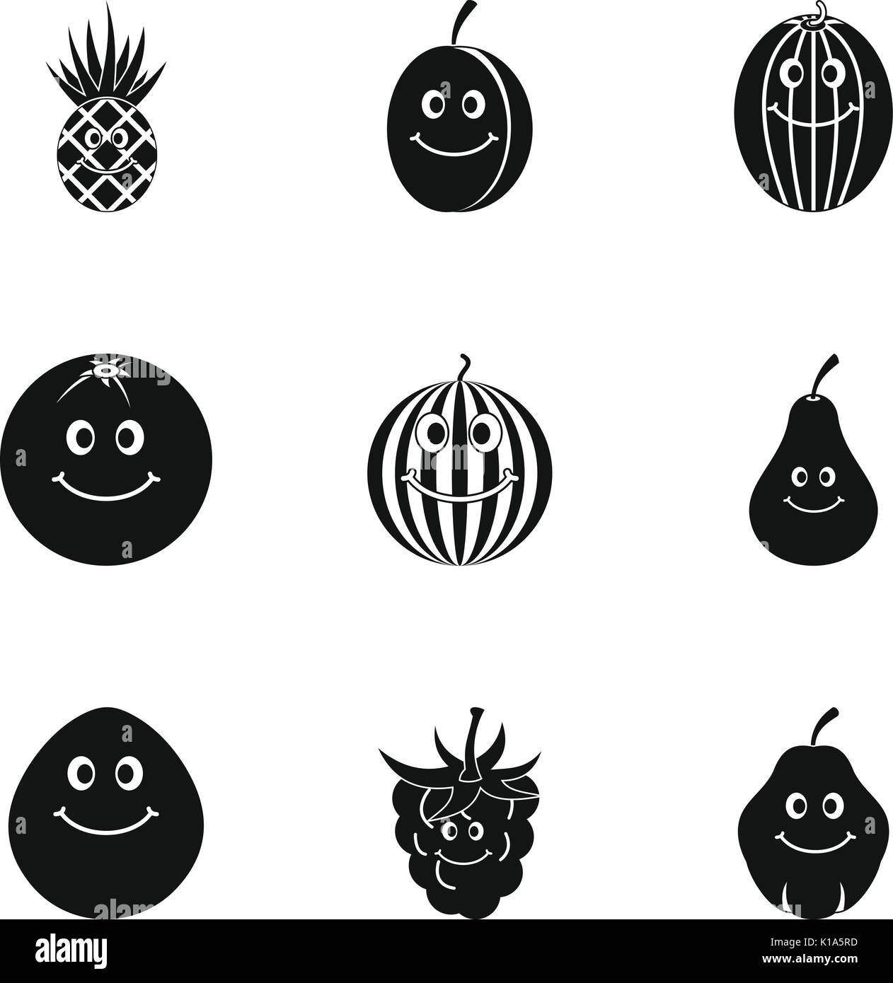 Fruit emoji icon set, simple style Stock Vector Image & Art Alamy