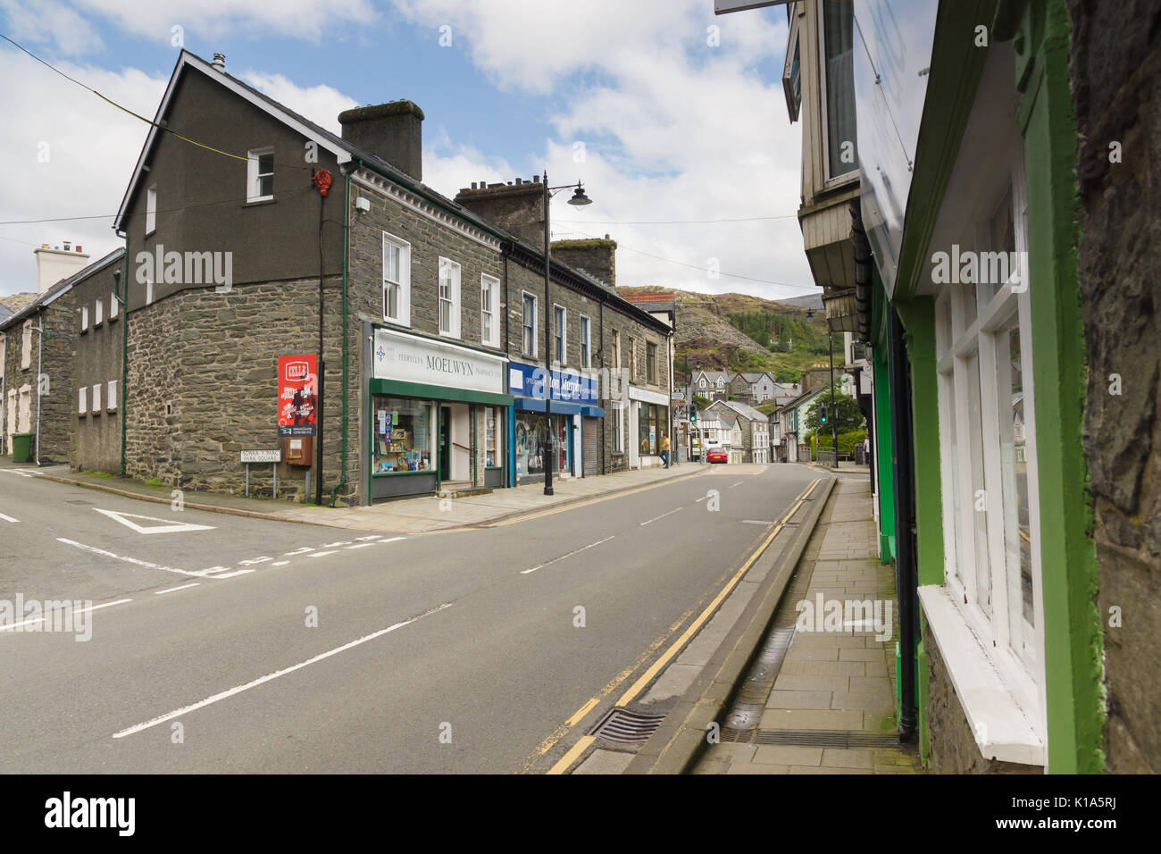 The main high street in the Welsh mining town of Blaenau Ffestiniog