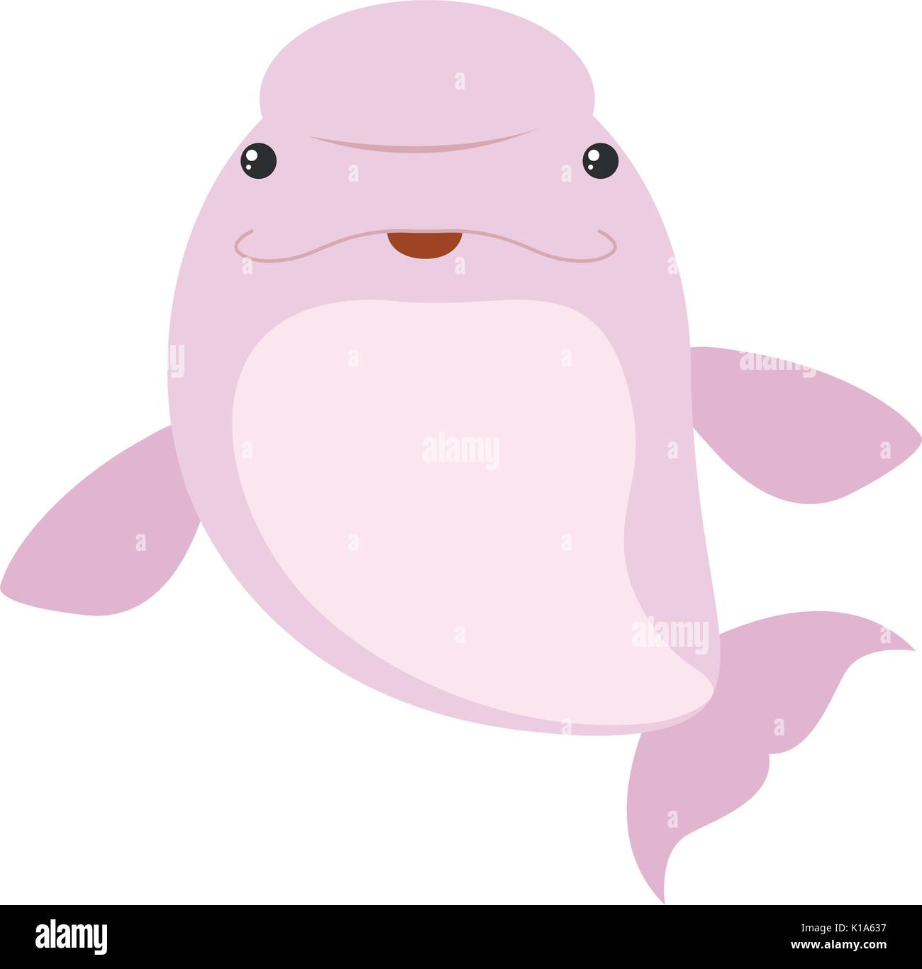 Pink beluga whale on white background illustration Stock Vector