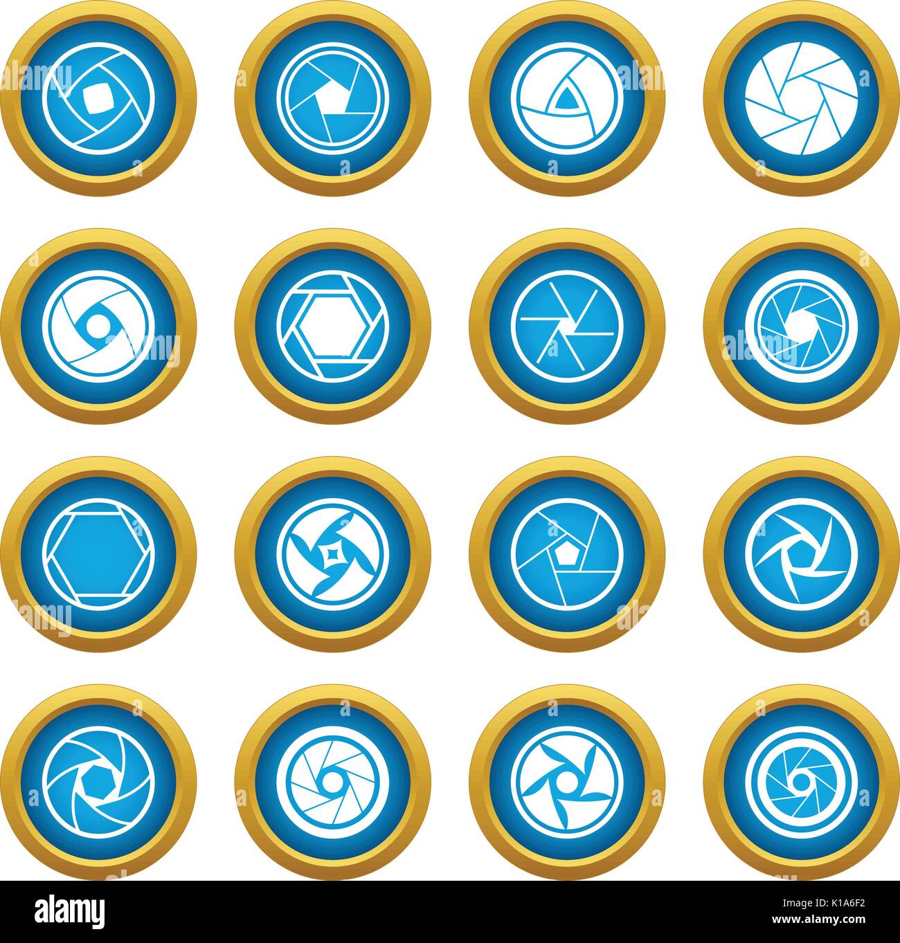 Photo diaphragm icons blue circle set Stock Vector Image & Art - Alamy