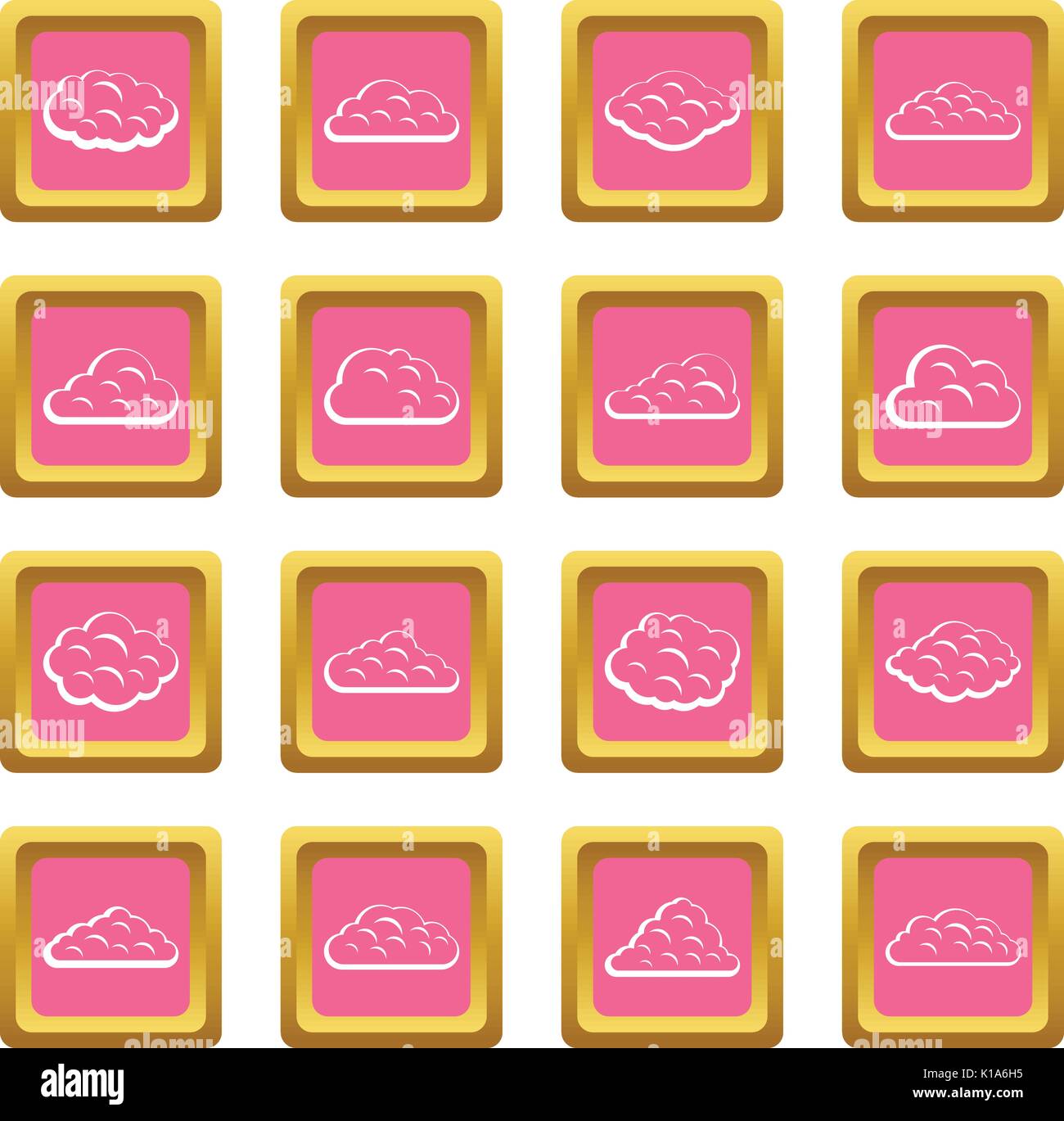 Clouds icons pink Stock Vector