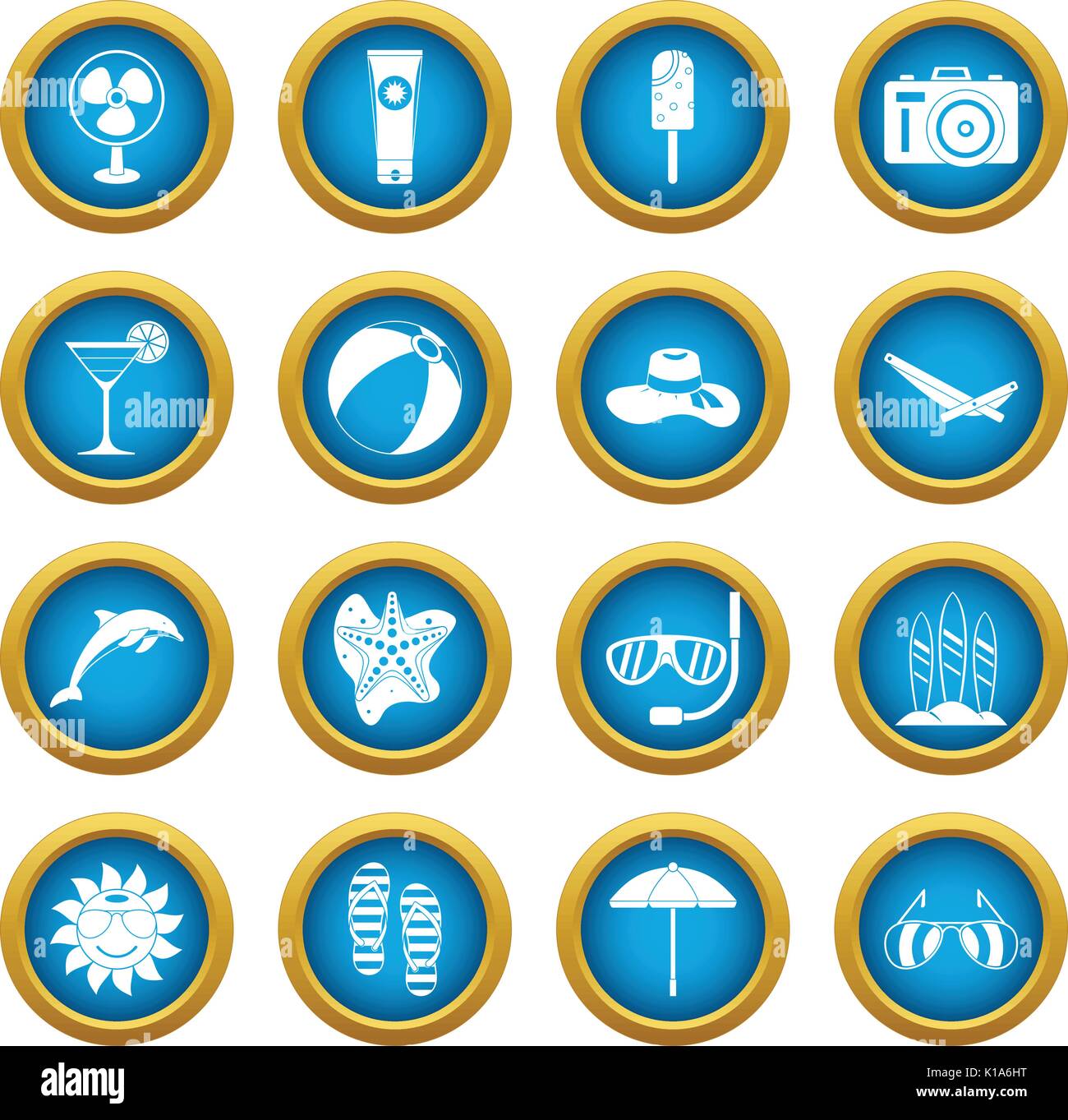 Summer rest icons blue circle set Stock Vector Image & Art - Alamy