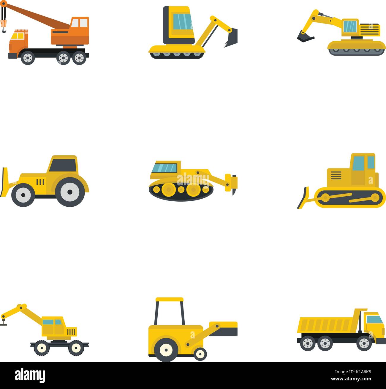 Building heavy vehicle icon set, flat style Stock Vector Image & Art ...