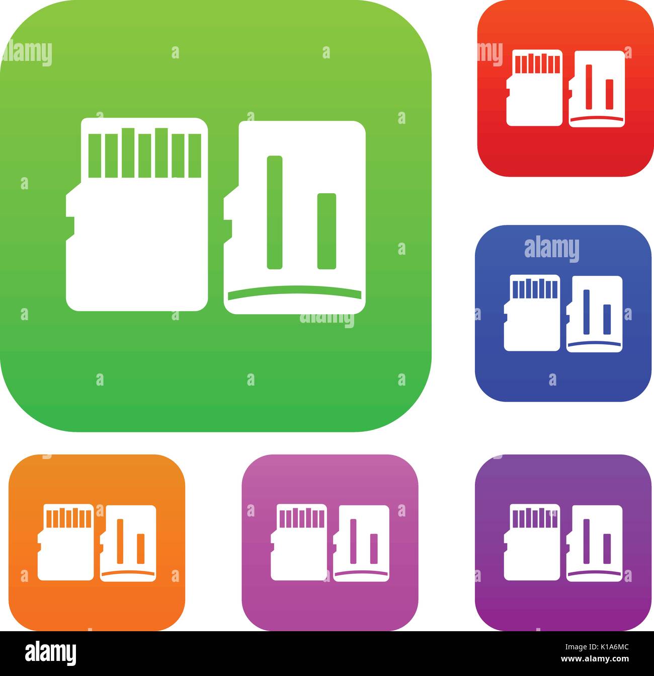Both sides of SD memory card set collection Stock Vector