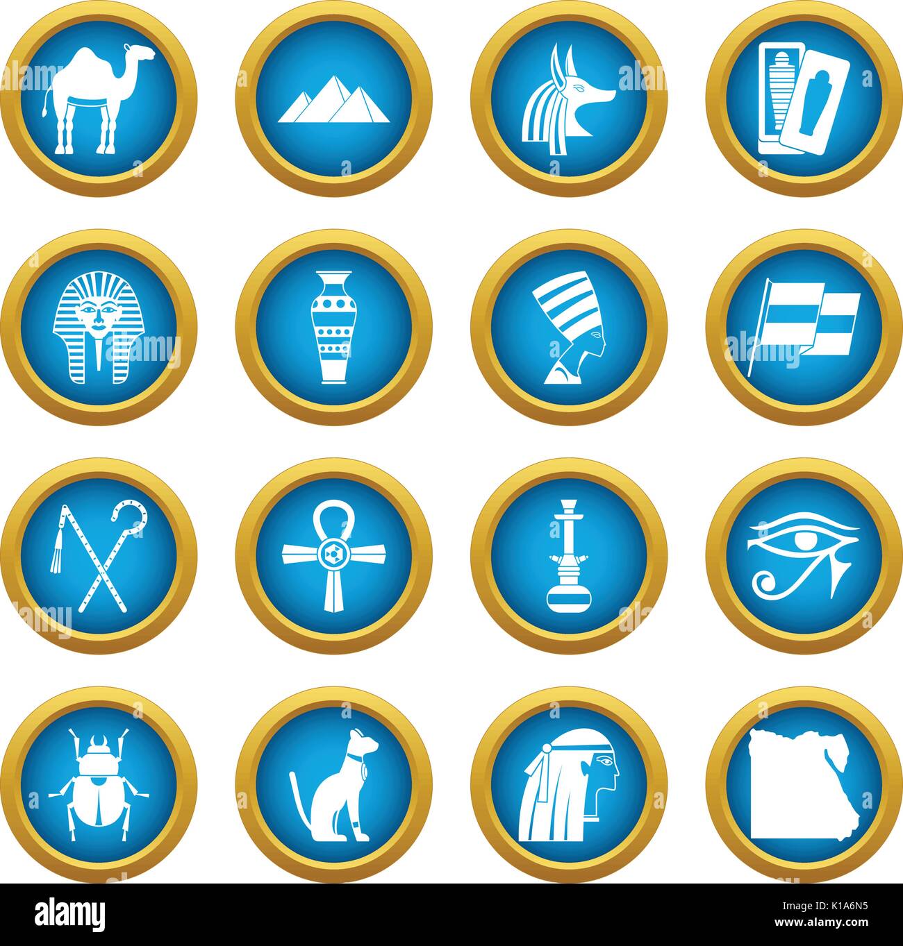 Egypt travel items icons blue circle set Stock Vector Image & Art - Alamy
