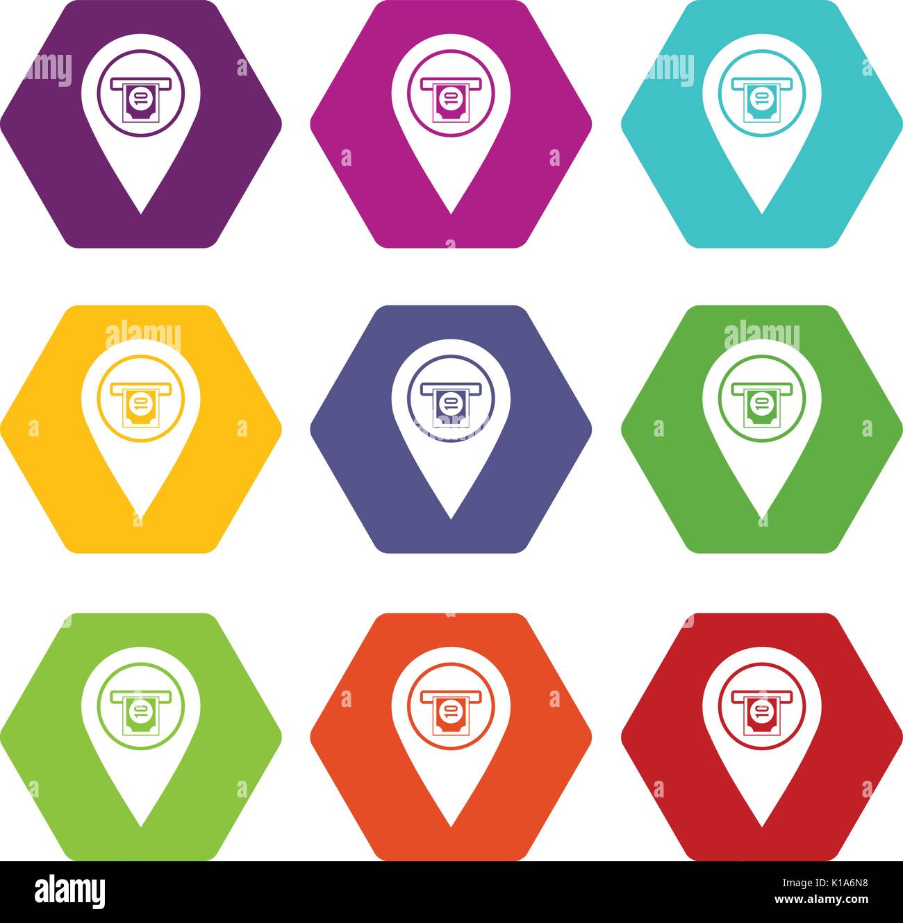 Cash terminal pointer icon set color hexahedron Stock Vector Image ...