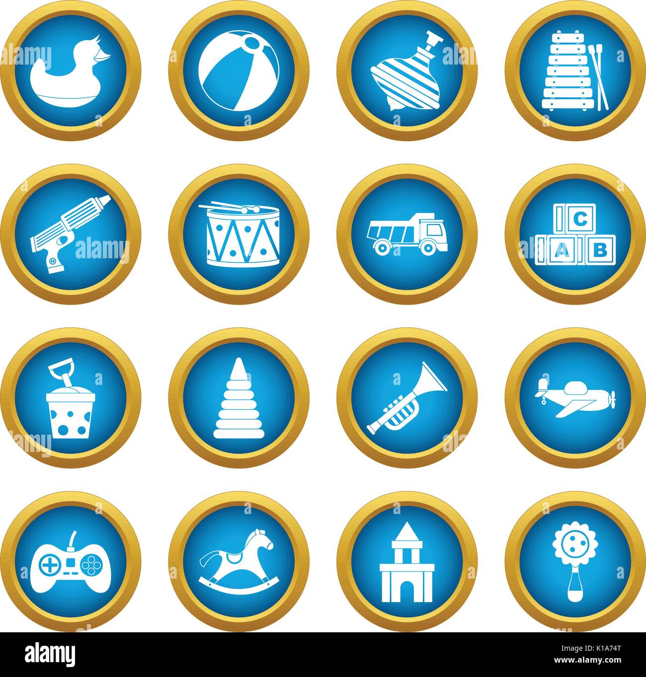Different kids toys icons blue circle set Stock Vector Image & Art - Alamy