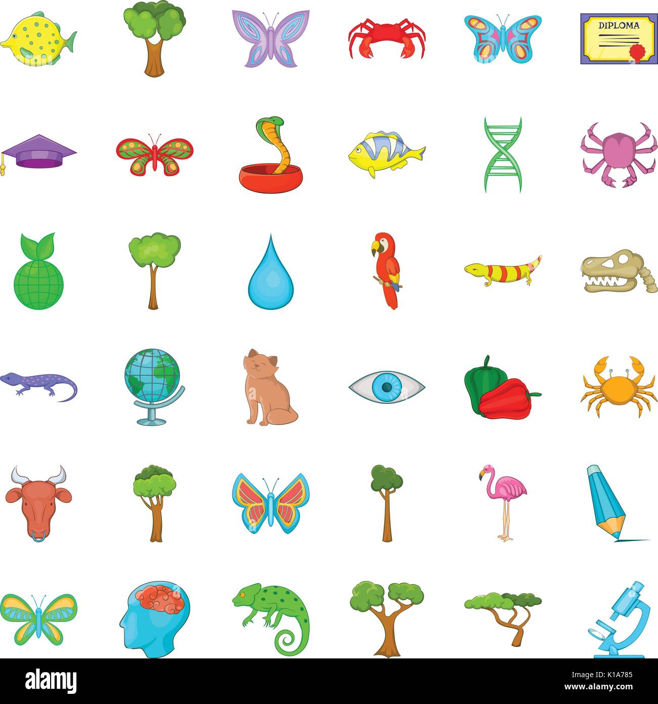 Green planet icons set, cartoon style Stock Vector Image & Art - Alamy